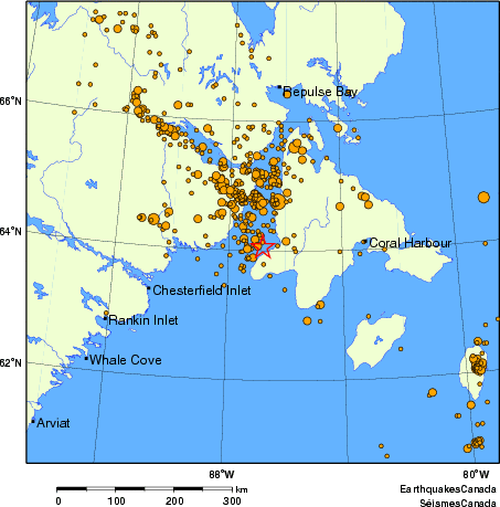 carte des des séismes de magnitude 2,0 et plus depuis 2000