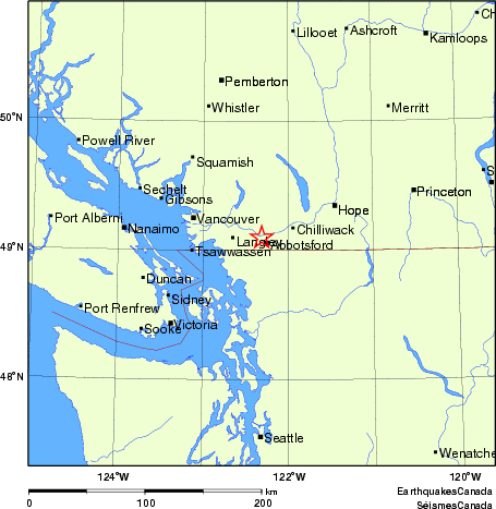 carte des endroits près de l'épicentre