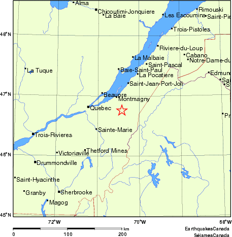 carte des endroits près de l'épicentre