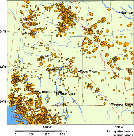 carte des des séismes de magnitude 2,0 et plus depuis 2000