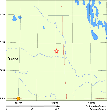 Map of historical earthquakes magnitude 5.0 and larger.  Details in the data table below