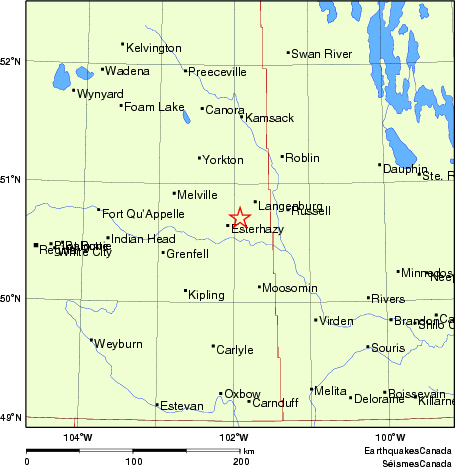 carte des endroits près de l'épicentre