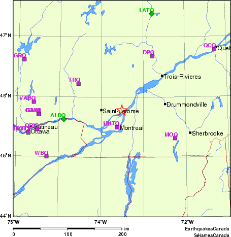 Map of Regional Seismographs