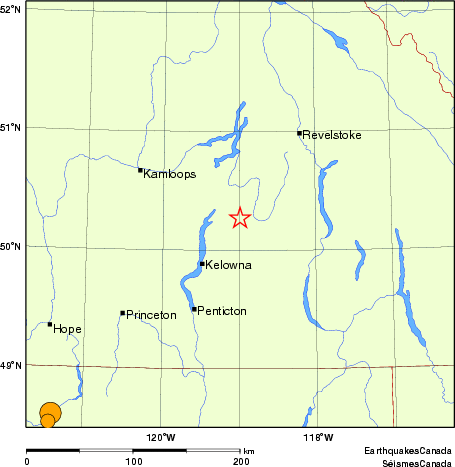 Map of historical earthquakes magnitude 5.0 and larger.  Details in the data table below