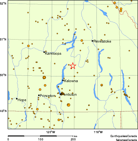 carte des des séismes de magnitude 2,0 et plus depuis 2000