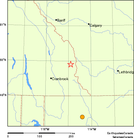 Map of historical earthquakes magnitude 5.0 and larger.  Details in the data table below