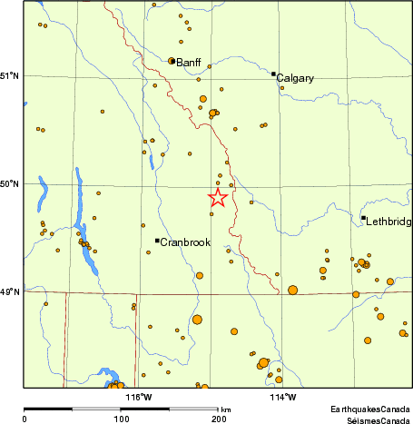 carte des des séismes de magnitude 2,0 et plus depuis 2000