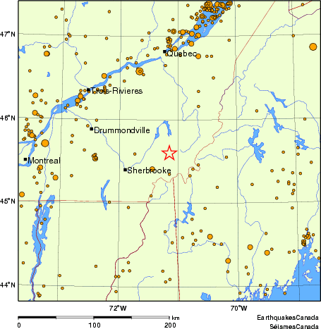 carte des des séismes de magnitude 2,0 et plus depuis 2000