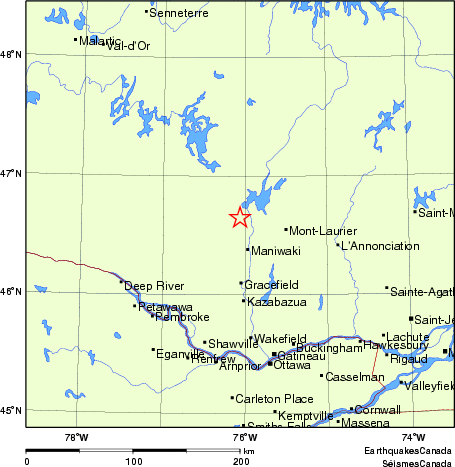 carte des endroits près de l'épicentre