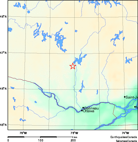 carte des environs du séisme