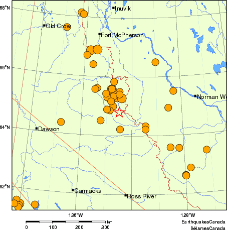 Map of historical earthquakes magnitude 5.0 and larger.  Details in the data table below