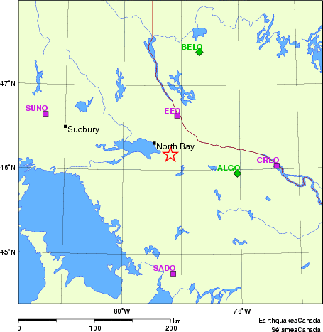 carte des localisations des stations sismologiques locales