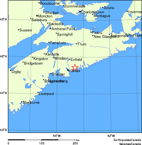 carte des endroits près de l'épicentre