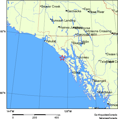 carte des endroits près de l'épicentre