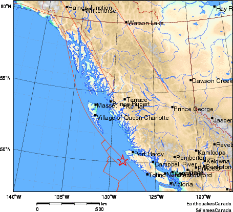 carte des environs du séisme