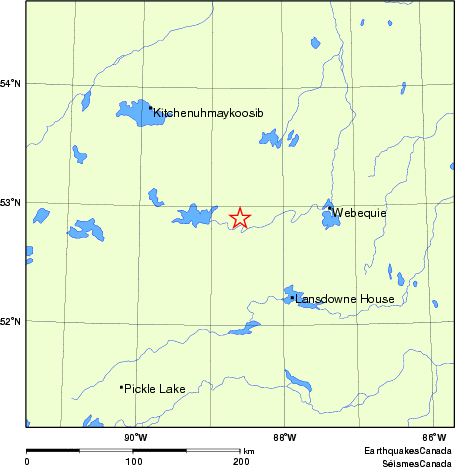 Map of historical earthquakes magnitude 5.0 and larger.  Details in the data table below