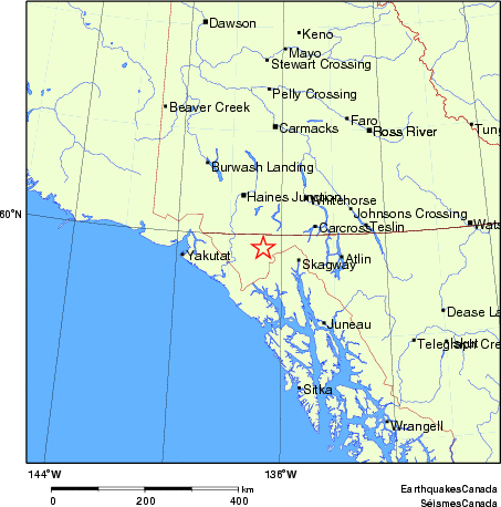 carte des endroits près de l'épicentre