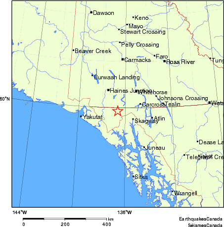 carte des endroits près de l'épicentre