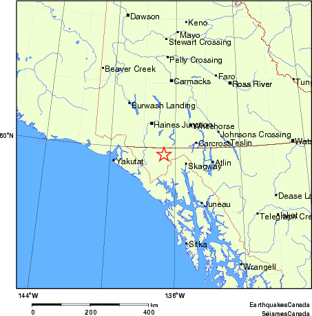 carte des endroits près de l'épicentre