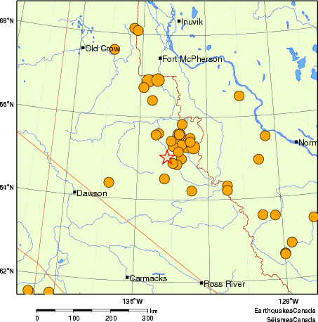 Map of historical earthquakes magnitude 5.0 and larger.  Details in the data table below