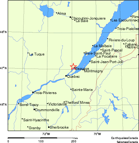 carte des endroits près de l'épicentre