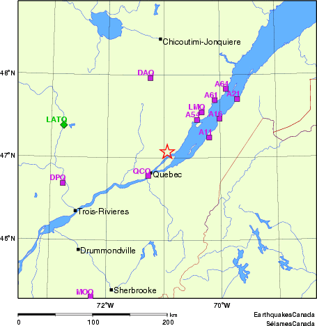 carte des localisations des stations sismologiques locales