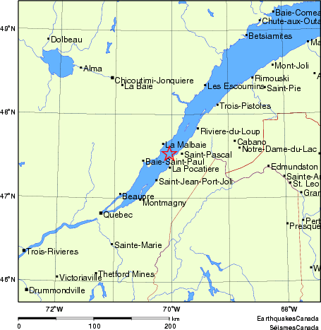 carte des endroits près de l'épicentre