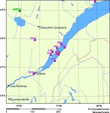 carte des localisations des stations sismologiques locales