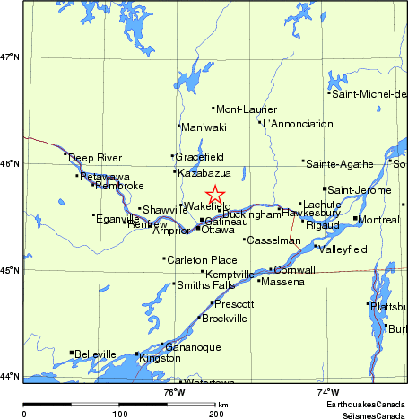 carte des endroits près de l'épicentre