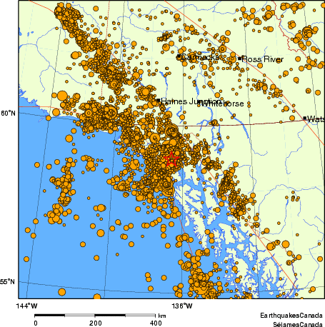 Map of earthquakes magnitude 2.0 and larger, 2000 - present