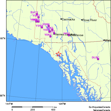 carte des localisations des stations sismologiques locales