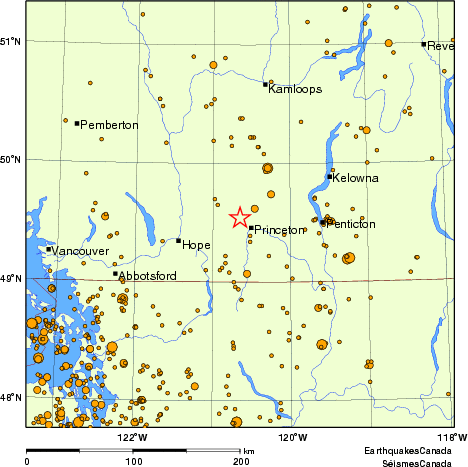 carte des des séismes de magnitude 2,0 et plus depuis 2000