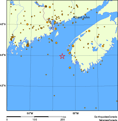 carte des des séismes de magnitude 2,0 et plus depuis 2000