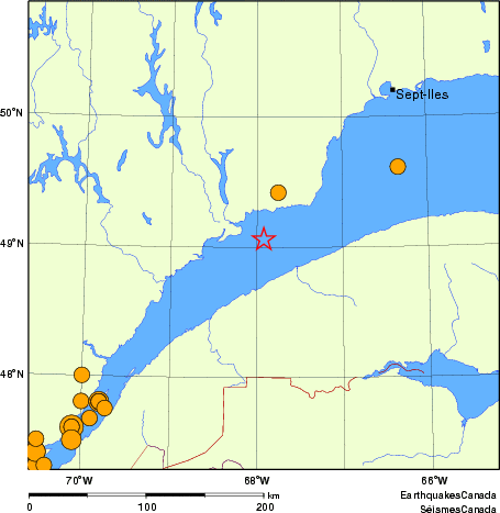 Map of historical earthquakes magnitude 5.0 and larger.  Details in the data table below