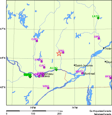 carte des localisations des stations sismologiques locales