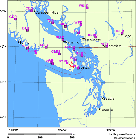 carte des localisations des stations sismologiques locales