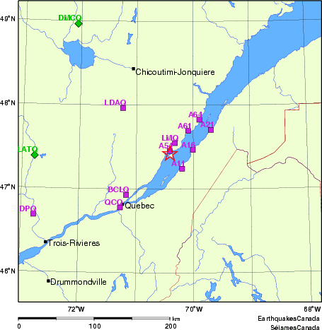 carte des localisations des stations sismologiques locales