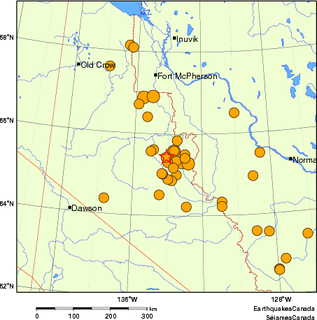 Map of historical earthquakes magnitude 5.0 and larger.  Details in the data table below