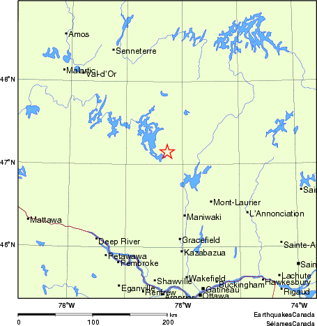 carte des endroits près de l'épicentre