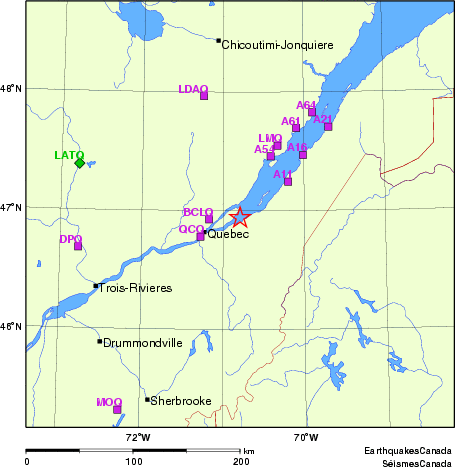 carte des localisations des stations sismologiques locales