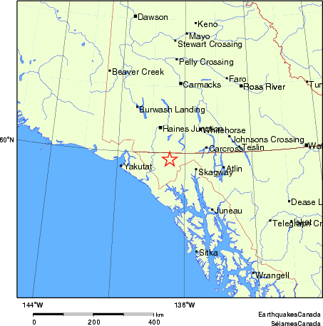 carte des endroits près de l'épicentre