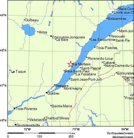 carte des endroits près de l'épicentre