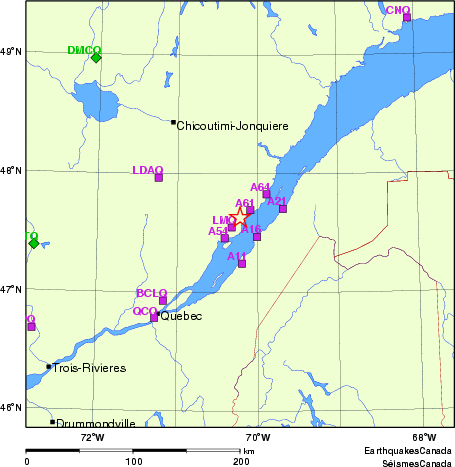 carte des localisations des stations sismologiques locales