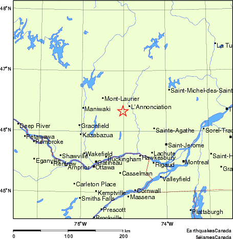 carte des endroits près de l'épicentre