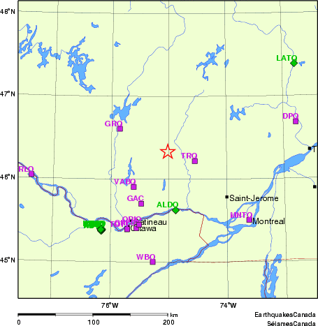 carte des localisations des stations sismologiques locales