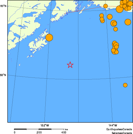 Map of historical earthquakes magnitude 5.0 and larger.  Details in the data table below