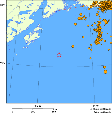 carte des des séismes de magnitude 2,0 et plus depuis 2000