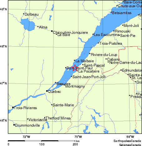 carte des endroits près de l'épicentre