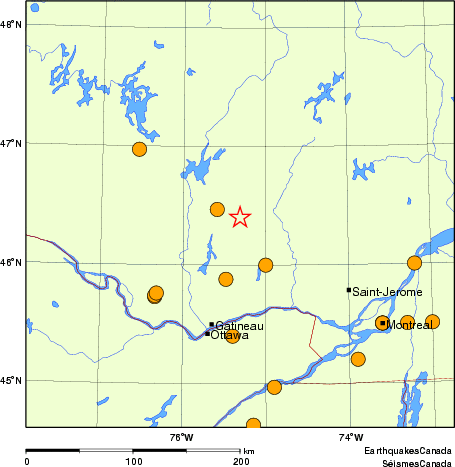 carte des séismes historiques de magnitude 5,0 et plus.  Détails dans le tableau de données ci-dessous