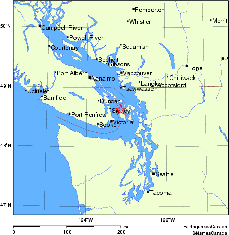 carte des endroits près de l'épicentre